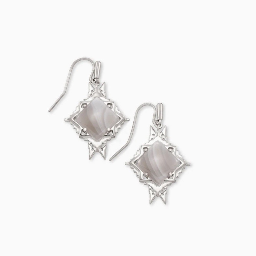 Kendra Scott cass Earrings Gray Banded Agate